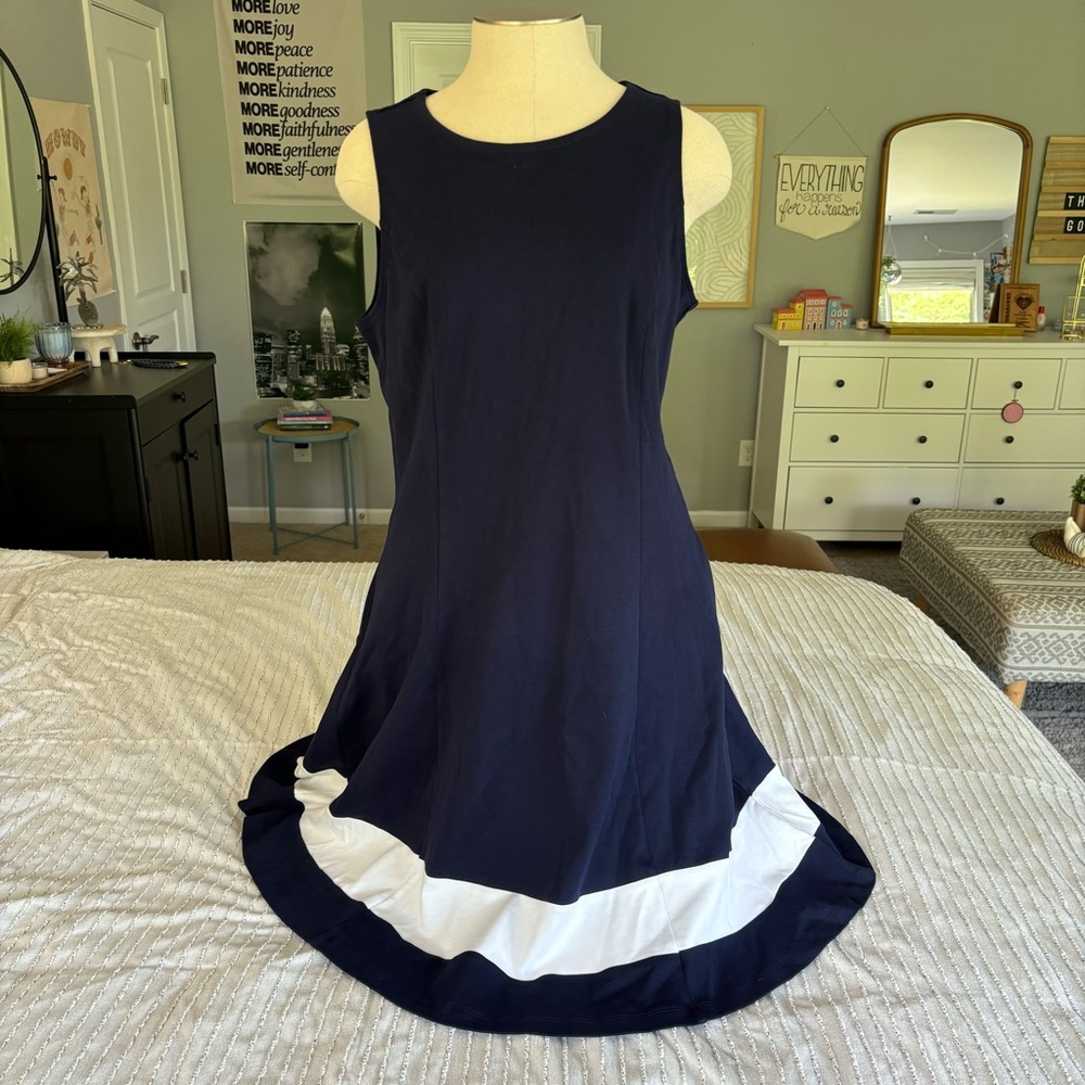 New York & Company Navy Blue Sleeveless Dress